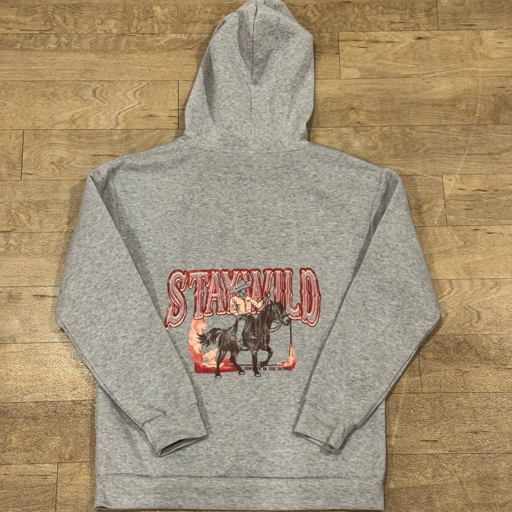 NWOT Western Woman’s Grey Graphic Hoodie